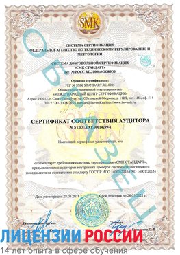 Образец сертификата соответствия аудитора №ST.RU.EXP.00014299-1 Железноводск Сертификат ISO 14001